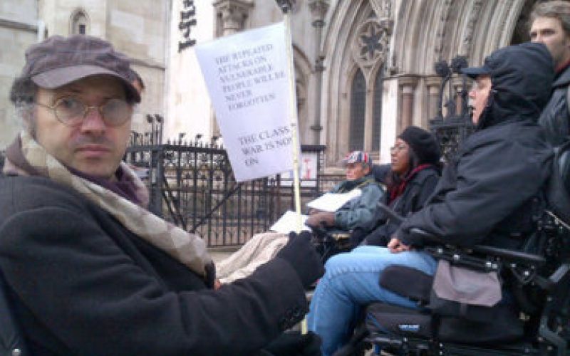 Gabriel Pepper outside the Royal Courts of Justice at an ILF protest
