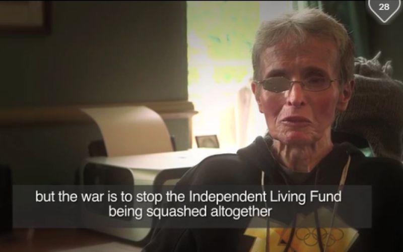 Mary Laver being interviewed about the Independent Living Fund