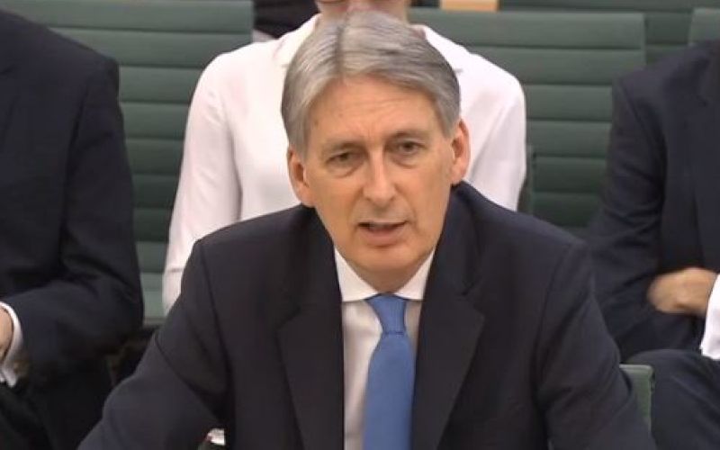 Philip Hammond giving evidence to a Commons committee