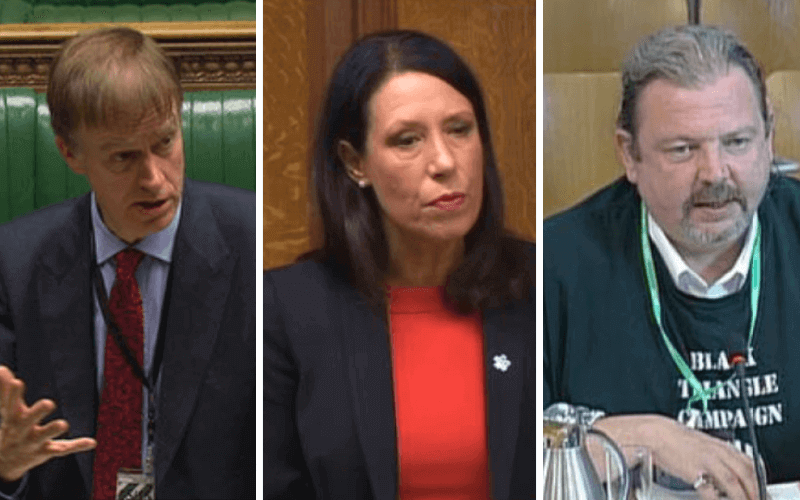 Separate head and shoulders pictures of Stephen Timms, Debbie Abrahams and John McArdle