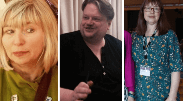 Separate head and shoulders of Colleen Johnson Rick Burgess and Ann Galpin