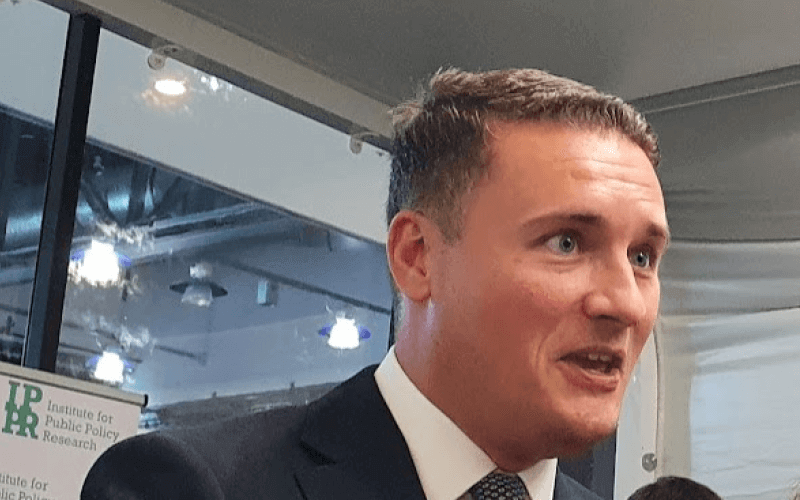 Head and shoulders of Wes Streeting talking animatedly