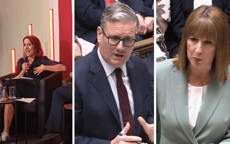 Separate pictures of Liz Kendall sitting in an armchair on a stage and speaking into a microphone, Keir Starmer speaking in the Commons and Rachel Reeves speaking in the Commons